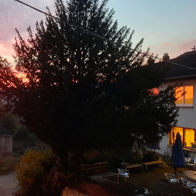 Ein magischer Sonnenuntergang im Maison Fasson. 🌸🌷🌸
Das Gruppenhaus ist voller Leben und die große Eibe im Hof wirft ihren Schatten, während die Fenster sanft beleuchtet sind. 🌱🌿🌳
Unsere Gäste genießen den warmen Frühlingsabend und die laue Luft. Herrliche Zeit unter Freunden bei einem Glas Wein umgeben von Ruhe und Entspannung. 
Hier entstehen unvergessliche Momente und herzliche Gespräche. Lasst uns die Schönheit des Augenblicks feiern! 🌞🍹🌞
Eure Thomas und Dorit freuen sich auf Euch. 🪻🪻🪻
.
.
.
.
#gruppenhaus #ferienwohnung #donnersberg #ruppertsecken #donnersbergkreis #vacation #travel #pfalz #wandern #renovieren #vintage #oldhouse #upcycling #nordpfalz #ferienwohnung #fewo #pfälzerhöhenweg #selbstversorgerhaus
#donnersberger_land #frühling #sonnenuntergang